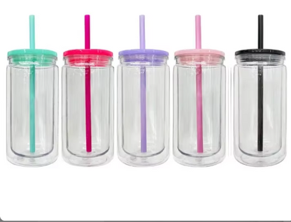 16oz Acrylic SnowGlobe Cup with Color Lid (Choose any decal to add-on)